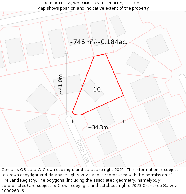10, BIRCH LEA, WALKINGTON, BEVERLEY, HU17 8TH: Plot and title map