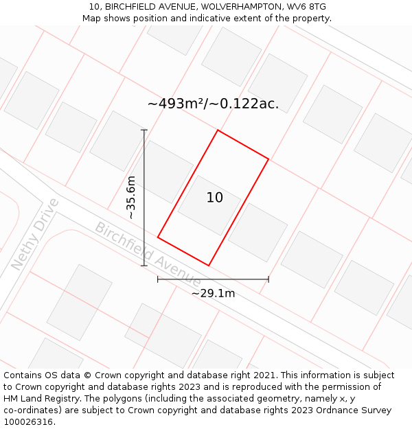 10, BIRCHFIELD AVENUE, WOLVERHAMPTON, WV6 8TG: Plot and title map