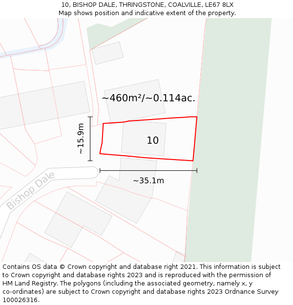 10, BISHOP DALE, THRINGSTONE, COALVILLE, LE67 8LX: Plot and title map