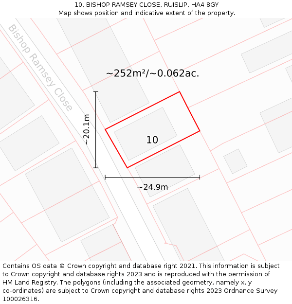 10, BISHOP RAMSEY CLOSE, RUISLIP, HA4 8GY: Plot and title map