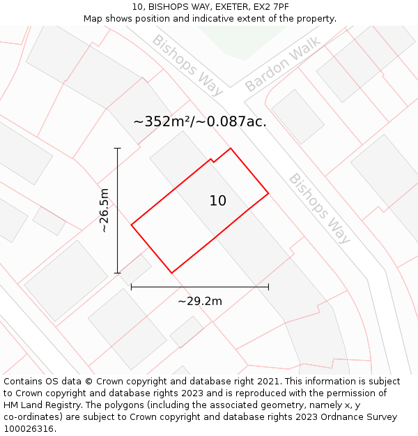10, BISHOPS WAY, EXETER, EX2 7PF: Plot and title map