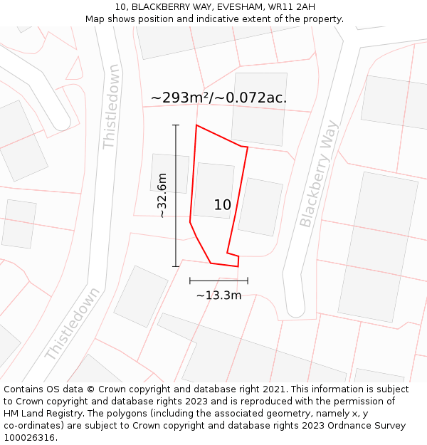 10, BLACKBERRY WAY, EVESHAM, WR11 2AH: Plot and title map