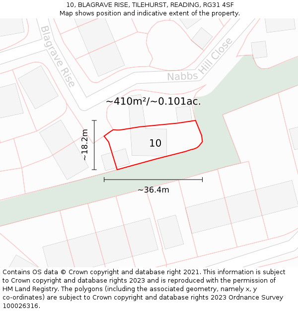 10, BLAGRAVE RISE, TILEHURST, READING, RG31 4SF: Plot and title map