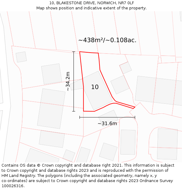 10, BLAKESTONE DRIVE, NORWICH, NR7 0LF: Plot and title map