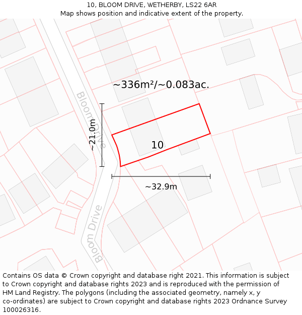 10, BLOOM DRIVE, WETHERBY, LS22 6AR: Plot and title map