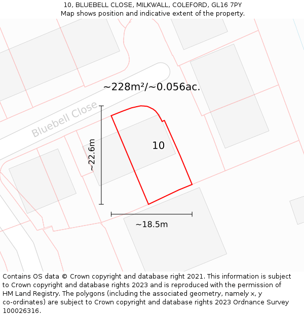 10, BLUEBELL CLOSE, MILKWALL, COLEFORD, GL16 7PY: Plot and title map