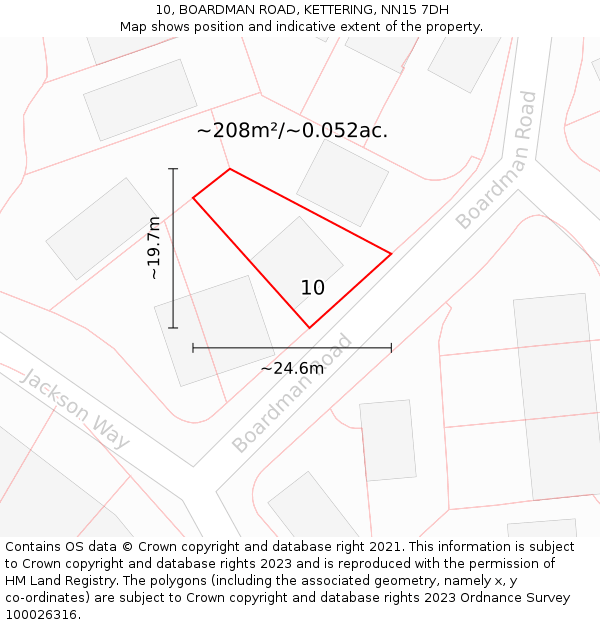 10, BOARDMAN ROAD, KETTERING, NN15 7DH: Plot and title map