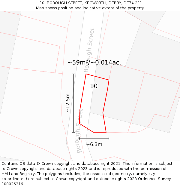 10, BOROUGH STREET, KEGWORTH, DERBY, DE74 2FF: Plot and title map