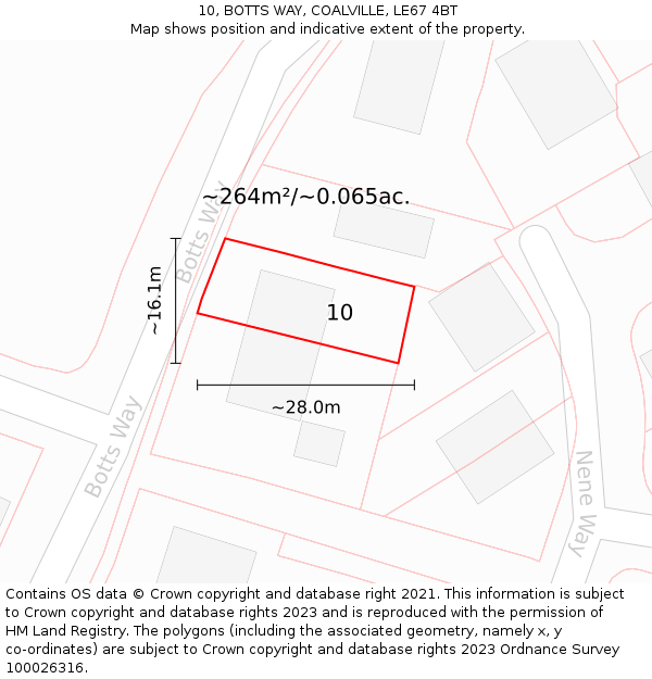 10, BOTTS WAY, COALVILLE, LE67 4BT: Plot and title map