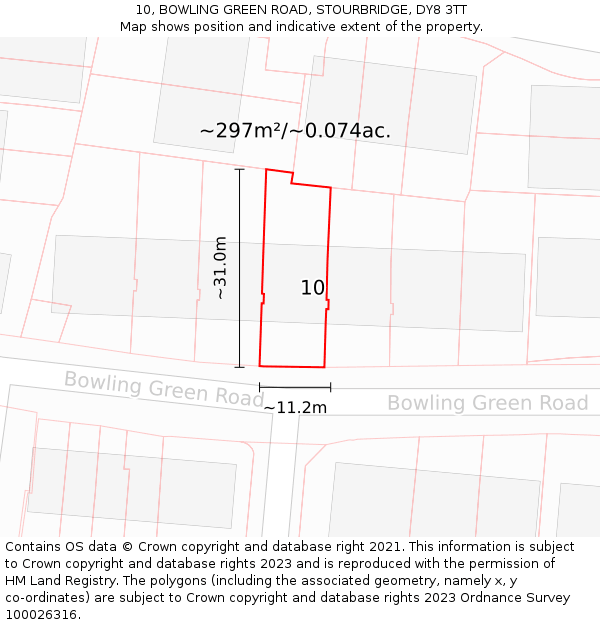 10, BOWLING GREEN ROAD, STOURBRIDGE, DY8 3TT: Plot and title map