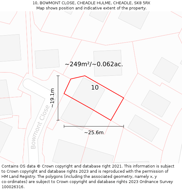 10, BOWMONT CLOSE, CHEADLE HULME, CHEADLE, SK8 5RX: Plot and title map