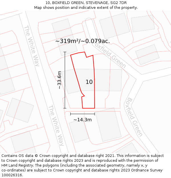 10, BOXFIELD GREEN, STEVENAGE, SG2 7DR: Plot and title map