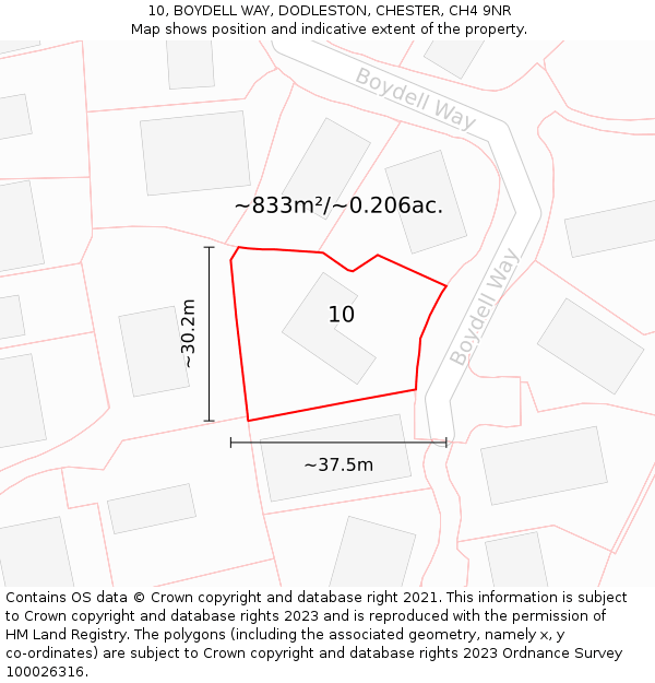 10, BOYDELL WAY, DODLESTON, CHESTER, CH4 9NR: Plot and title map