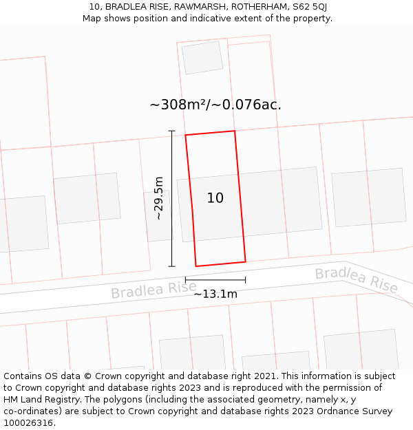10, BRADLEA RISE, RAWMARSH, ROTHERHAM, S62 5QJ: Plot and title map