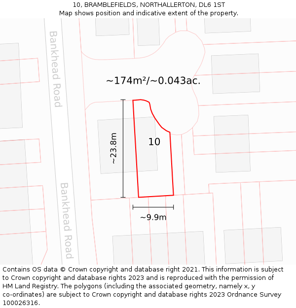10, BRAMBLEFIELDS, NORTHALLERTON, DL6 1ST: Plot and title map