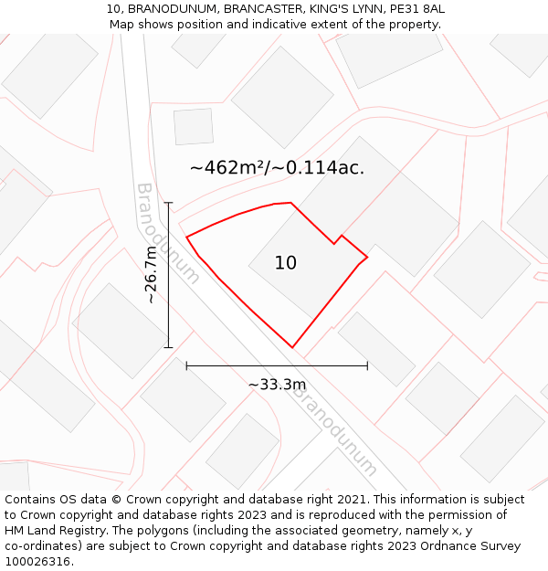 10, BRANODUNUM, BRANCASTER, KING'S LYNN, PE31 8AL: Plot and title map