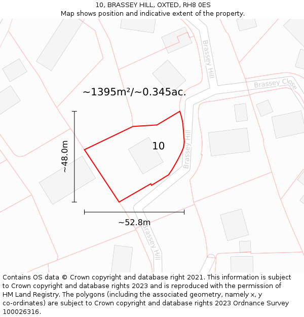 10, BRASSEY HILL, OXTED, RH8 0ES: Plot and title map