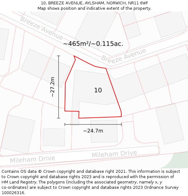 10, BREEZE AVENUE, AYLSHAM, NORWICH, NR11 6WF: Plot and title map