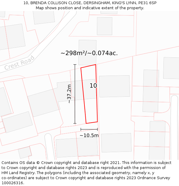10, BRENDA COLLISON CLOSE, DERSINGHAM, KING'S LYNN, PE31 6SP: Plot and title map