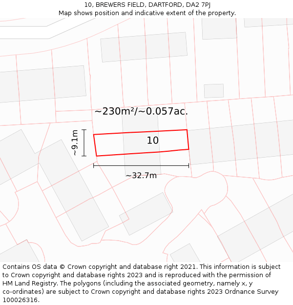10, BREWERS FIELD, DARTFORD, DA2 7PJ: Plot and title map
