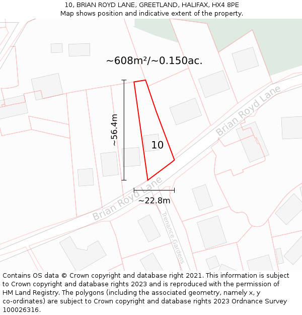 10, BRIAN ROYD LANE, GREETLAND, HALIFAX, HX4 8PE: Plot and title map