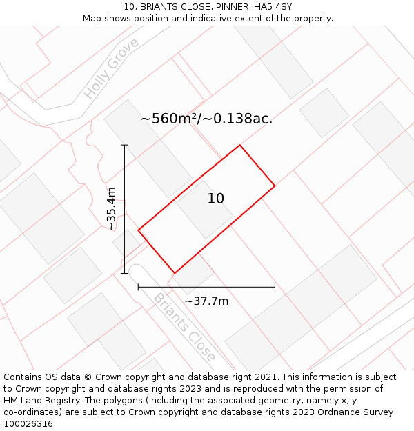 10, BRIANTS CLOSE, PINNER, HA5 4SY: Plot and title map