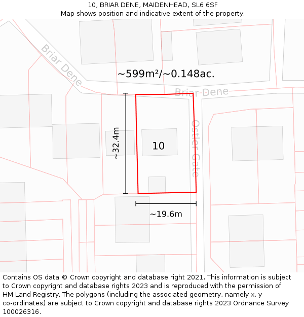 10, BRIAR DENE, MAIDENHEAD, SL6 6SF: Plot and title map