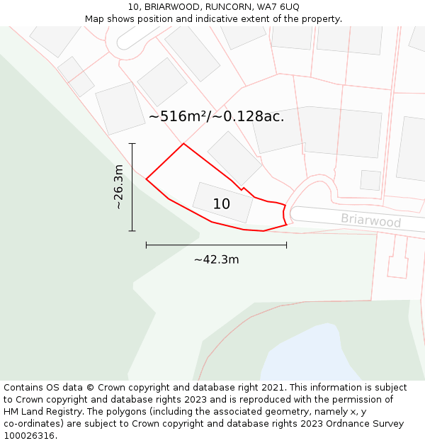 10, BRIARWOOD, RUNCORN, WA7 6UQ: Plot and title map