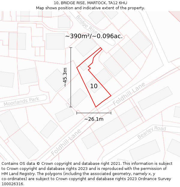 10, BRIDGE RISE, MARTOCK, TA12 6HU: Plot and title map
