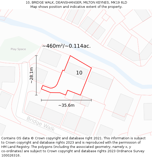 10, BRIDGE WALK, DEANSHANGER, MILTON KEYNES, MK19 6LD: Plot and title map