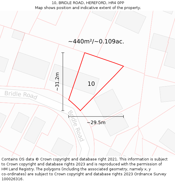 10, BRIDLE ROAD, HEREFORD, HR4 0PP: Plot and title map