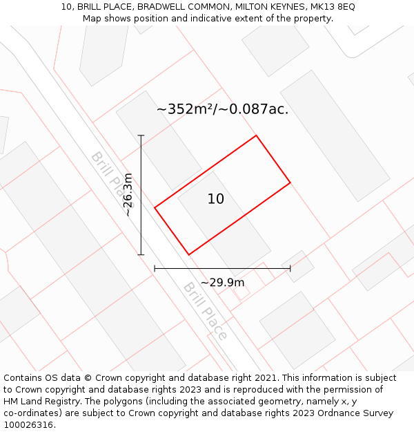 10, BRILL PLACE, BRADWELL COMMON, MILTON KEYNES, MK13 8EQ: Plot and title map
