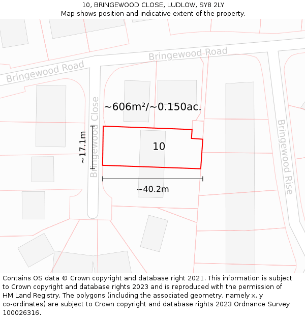 10, BRINGEWOOD CLOSE, LUDLOW, SY8 2LY: Plot and title map