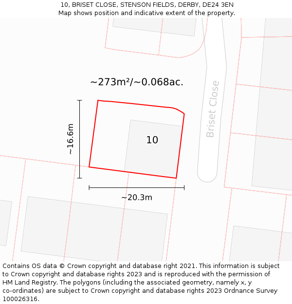 10, BRISET CLOSE, STENSON FIELDS, DERBY, DE24 3EN: Plot and title map