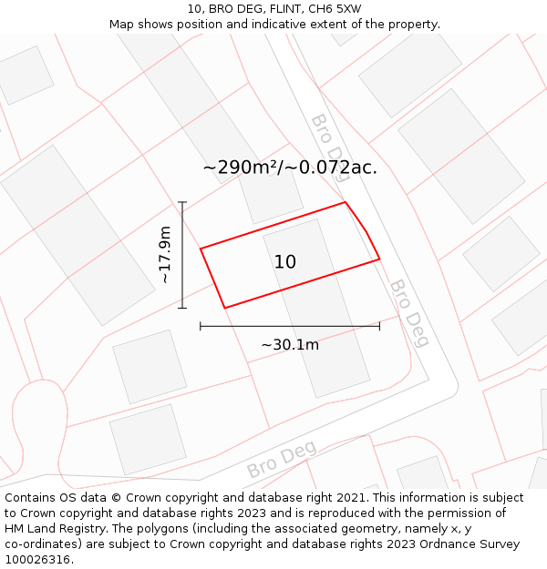 10, BRO DEG, FLINT, CH6 5XW: Plot and title map
