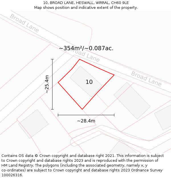 10, BROAD LANE, HESWALL, WIRRAL, CH60 9LE: Plot and title map