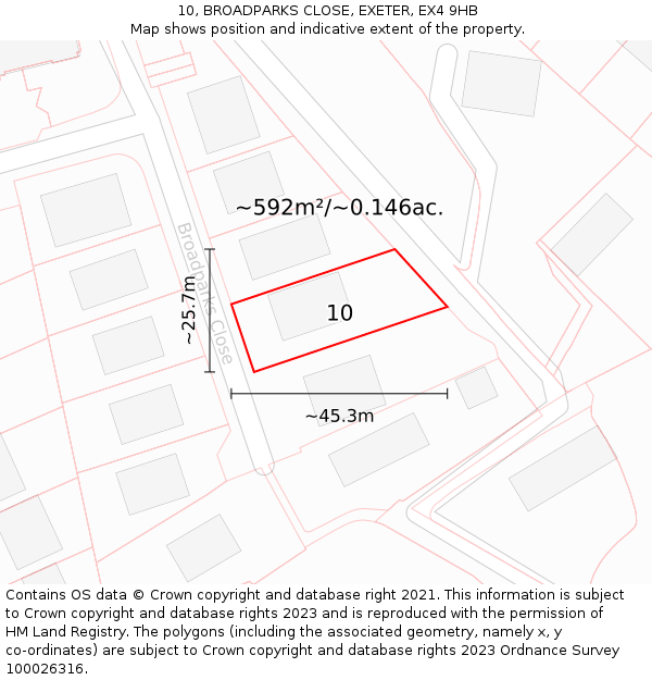 10, BROADPARKS CLOSE, EXETER, EX4 9HB: Plot and title map