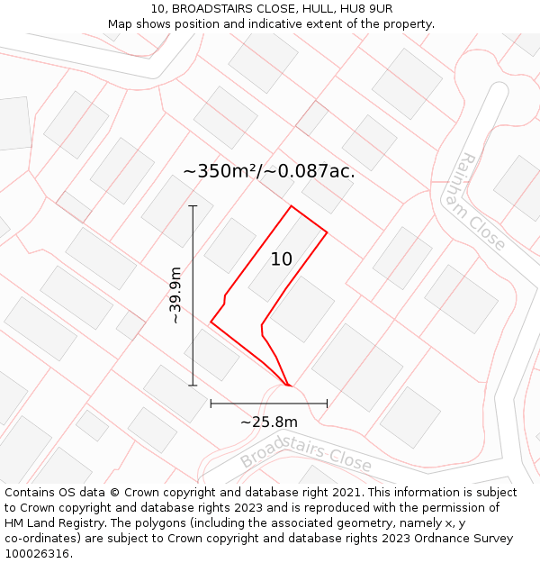 10, BROADSTAIRS CLOSE, HULL, HU8 9UR: Plot and title map
