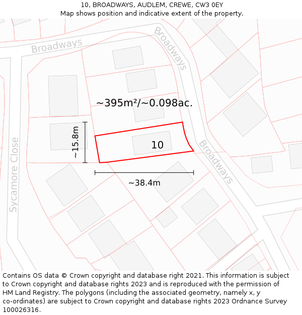 10, BROADWAYS, AUDLEM, CREWE, CW3 0EY: Plot and title map