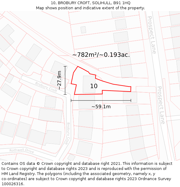 10, BROBURY CROFT, SOLIHULL, B91 1HQ: Plot and title map