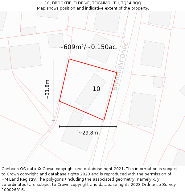 10, BROOKFIELD DRIVE, TEIGNMOUTH, TQ14 8QQ: Plot and title map