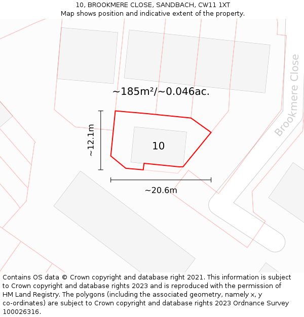 10, BROOKMERE CLOSE, SANDBACH, CW11 1XT: Plot and title map