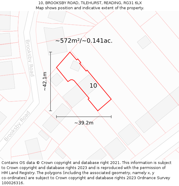 10, BROOKSBY ROAD, TILEHURST, READING, RG31 6LX: Plot and title map