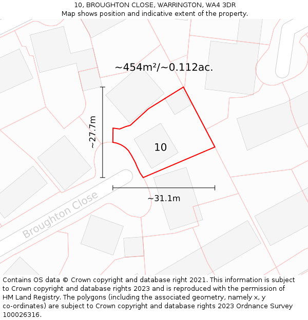 10, BROUGHTON CLOSE, WARRINGTON, WA4 3DR: Plot and title map