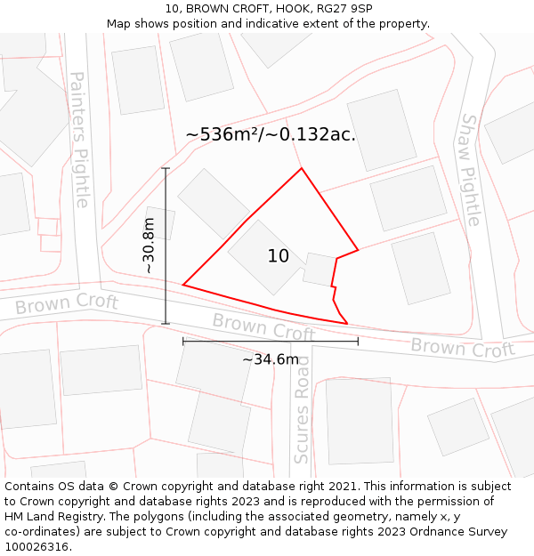 10, BROWN CROFT, HOOK, RG27 9SP: Plot and title map