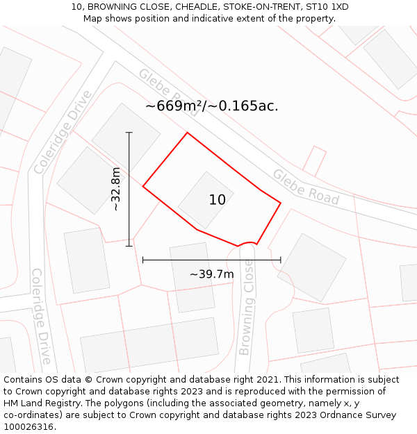 10, BROWNING CLOSE, CHEADLE, STOKE-ON-TRENT, ST10 1XD: Plot and title map