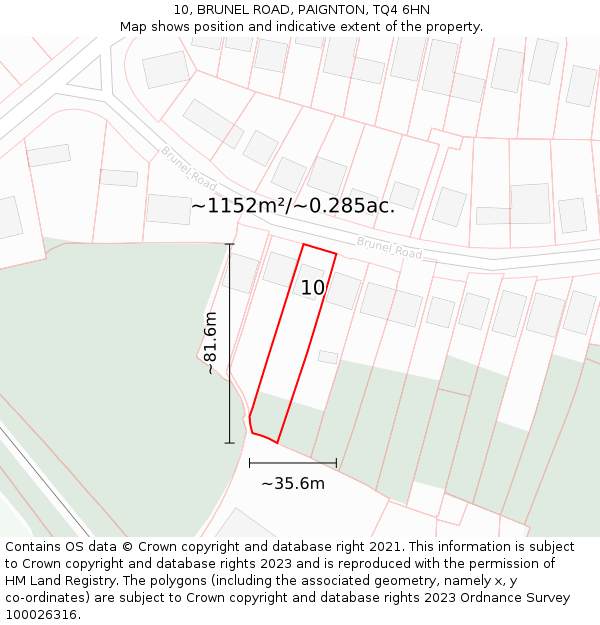 10, BRUNEL ROAD, PAIGNTON, TQ4 6HN: Plot and title map