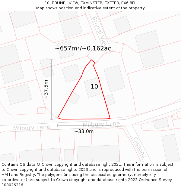 10, BRUNEL VIEW, EXMINSTER, EXETER, EX6 8FH: Plot and title map