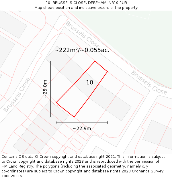 10, BRUSSELS CLOSE, DEREHAM, NR19 1UR: Plot and title map