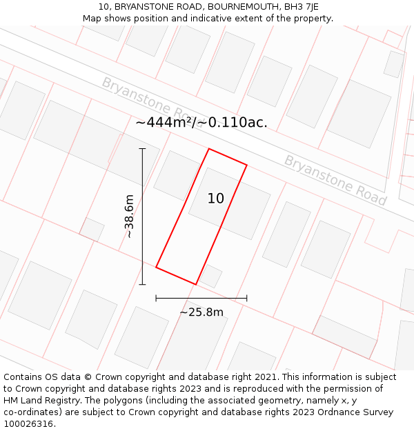 10, BRYANSTONE ROAD, BOURNEMOUTH, BH3 7JE: Plot and title map